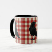 Rustic Gingham Crow Tasse (Vorderseite Links)