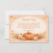 Rustic Gingham Pumpkin Fall Graduation Dankeskarte (Vorderseite)