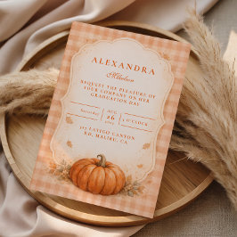 Rustic Gingham Pumpkin Fall Graduation Einladung