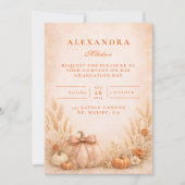 Rustic Gingham Pumpkin Fall Graduation Einladung (Vorderseite)
