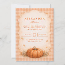 Rustic Gingham Pumpkin Fall Graduation