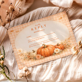 Rustic Gingham Pumpkin Fall Graduation RSVP Karte