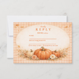 Rustic Gingham Pumpkin Fall Graduation RSVP Karte