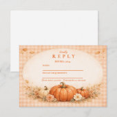 Rustic Gingham Pumpkin Fall Graduation RSVP Karte (Vorne/Hinten)