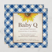 Rustic Gingham Schachbrett Baby Showroom Einladung (Vorne/Hinten)