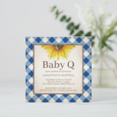 Rustic Gingham Schachbrett Baby Showroom Einladung (Stehend Vorderseite)