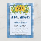 Rustic Gingham Sunflowers Bridal Dusche Einladung Postkarte
