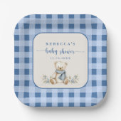 Rustic Gingham Teddy Bear Elegant Baby Shower Pappteller (Vorderseite)