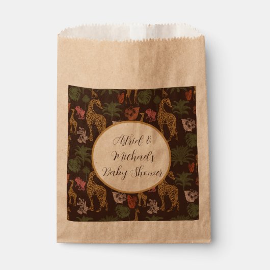 Rustic Giraffe Brown Floral Baby Dusche Geschenktütchen (Vorderseite)