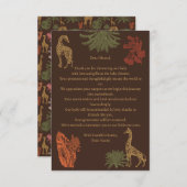 Rustic Giraffe Brown Floral Dankeskarte (Vorne/Hinten)