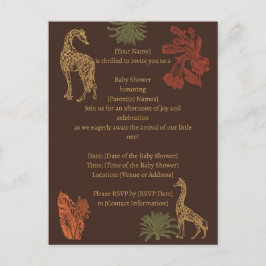 Rustic Giraffe Brown Floral Postkarte