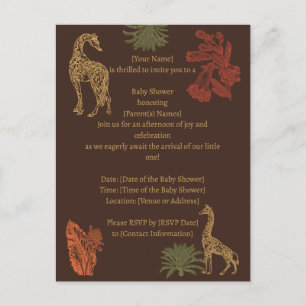 Rustic Giraffe Brown Floral Postkarte