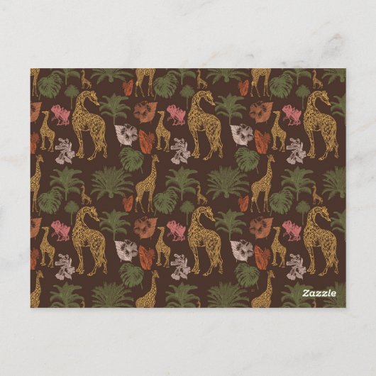 Rustic Giraffe Brown Floral Postkarte (Rückseite)