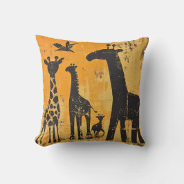 Rustic Giraffe Family Pillow Kissen