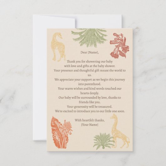 Rustic Giraffe Floral Dankeskarte (Vorderseite)