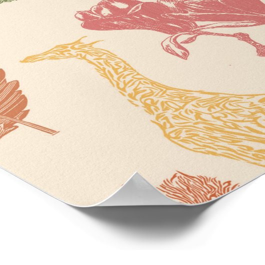 Rustic Giraffe Floral Poster (Ecke)