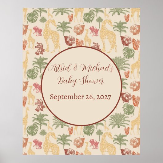 Rustic Giraffe Floral Poster (Vorne)