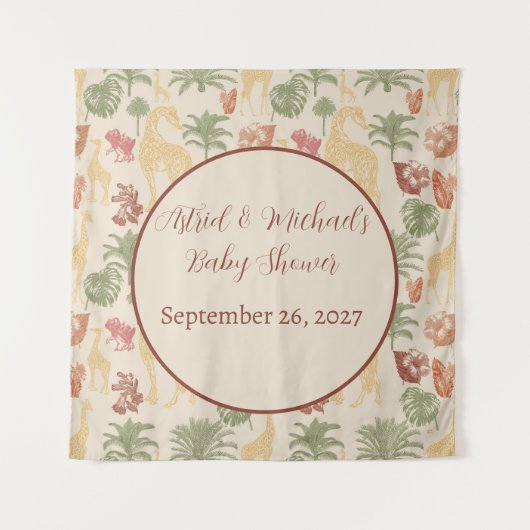 Rustic Giraffe Floral Wandteppich (Vorderseite)