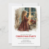 Rustic girl awaiting Santa printable Christmas Einladung (Vorderseite)