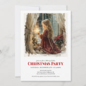 Rustic girl awaits Santa printable Christmas Einladung (Vorderseite)