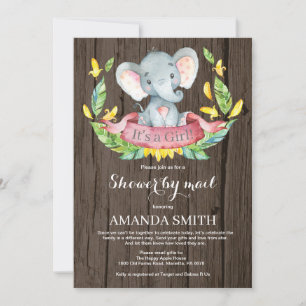 Rustic Girl Elephant Baby Shower by Mail Einladung