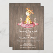 Rustic Girl Giraffe Baby Shower by Mail Einladung (Vorne/Hinten)
