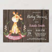 Rustic Girl Giraffe Kinderdusche Einladung