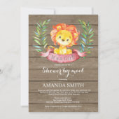 Rustic Girl Lion Baby Shower by Mail Einladung (Vorderseite)