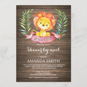 Rustic Girl Lion Baby Shower by Mail Einladung