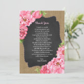 Rustic Girl Pink Floral Baby Vielen Dank Einladung (Stehend Vorderseite)