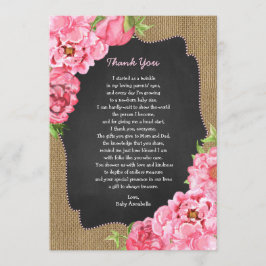 Rustic Girl Pink Floral Baby Vielen Dank Einladung