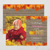 Rustic Girl Pumpkin Fall Geburtstag Einladung Gold (Vorne/Hinten)