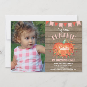 Rustic Girl Pumpkin Geburtstag Einladung Pink
