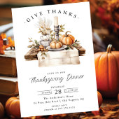 Rustic Give Thanks Thanksgiving Dinner Einladung