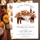 Rustic Give Thanks Thanksgiving Dinner Einladung