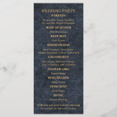 Rustic Glam Blue Gold Hochzeitsprogramm Programm (Rückseite)