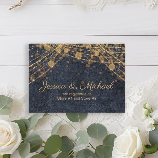 Rustic Glam Navy Blue Gold Wedding Registry Begleitkarte