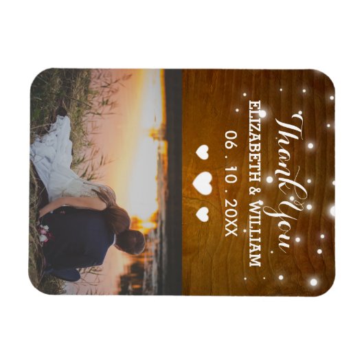 Rustic Glitz Wedding Magnet Gevor Foto Vielen Dank (Horizontal)