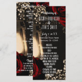 Rustic Glow Laterne & Rote Rosen Hochzeitsprogramm Programm (Vorne/Hinten)