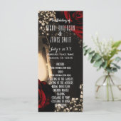 Rustic Glow Laterne & Rote Rosen Hochzeitsprogramm Programm (Stehend Vorderseite)