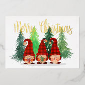 Rustic Gnomes Festival Frohe Weihnachten Real Gold Folien Feiertagskarte (Vorderseite)