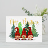 Rustic Gnomes Festival Frohe Weihnachten Real Gold Folien Feiertagskarte (Stehend vorne)