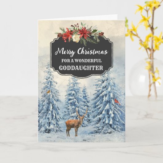 Rustic Godtochter Frohe Weihnachten Karte (Gelbe Blume)