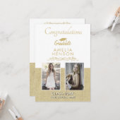 Rustic Gold 2022 Graduate 2 Foto Abschluss Karte (Vorderseite/Rückseite Beispiel)