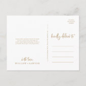 Rustic Gold 3 Foto Collage Wedding Vielen Dank Postkarte (Rückseite)