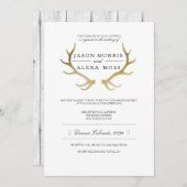 Rustic Gold Antler | Elegante Hochzeit Einladung (Vorne/Hinten)