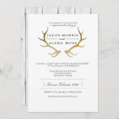 Rustic Gold Antler | Elegante Hochzeit Einladung (Vorne/Hinten)