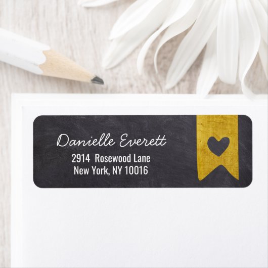 Rustic Gold Banner Chalkboard Herz Rücksendeadress (Insitu)