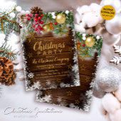 Rustic Gold Baubles Berries Weihnachten Einladung