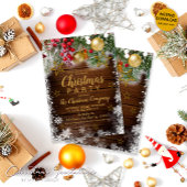 Rustic Gold Baubles Berries Weihnachten Einladung